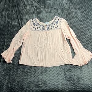 Sweet salt Women’s Top Embroidered Ruffled Pink Size S